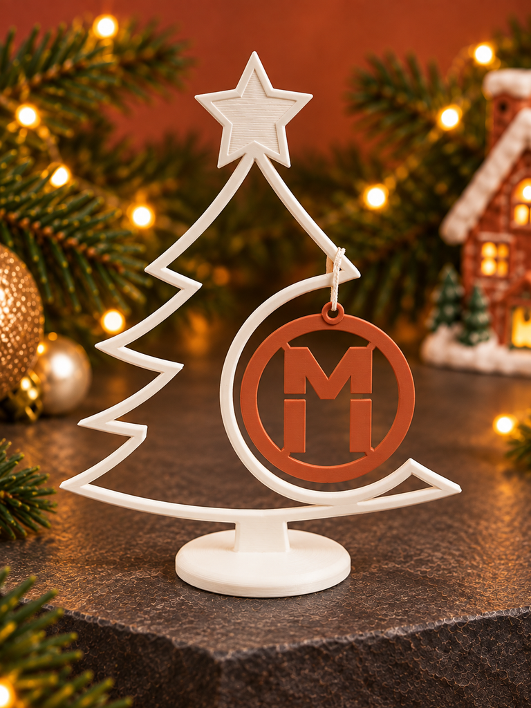 Le Sapin 2D et sa boule au logo